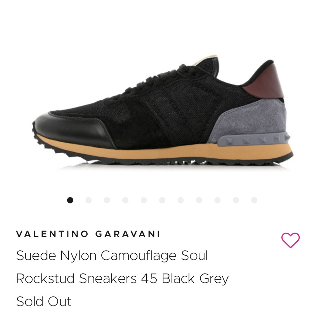 Valentino Garavani men’s suede and nylon rockstud sneaker size 45 black grey
